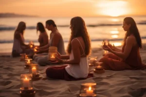 Peaceful sunset at a UK wellness retreat helping with burnout recovery and relaxation